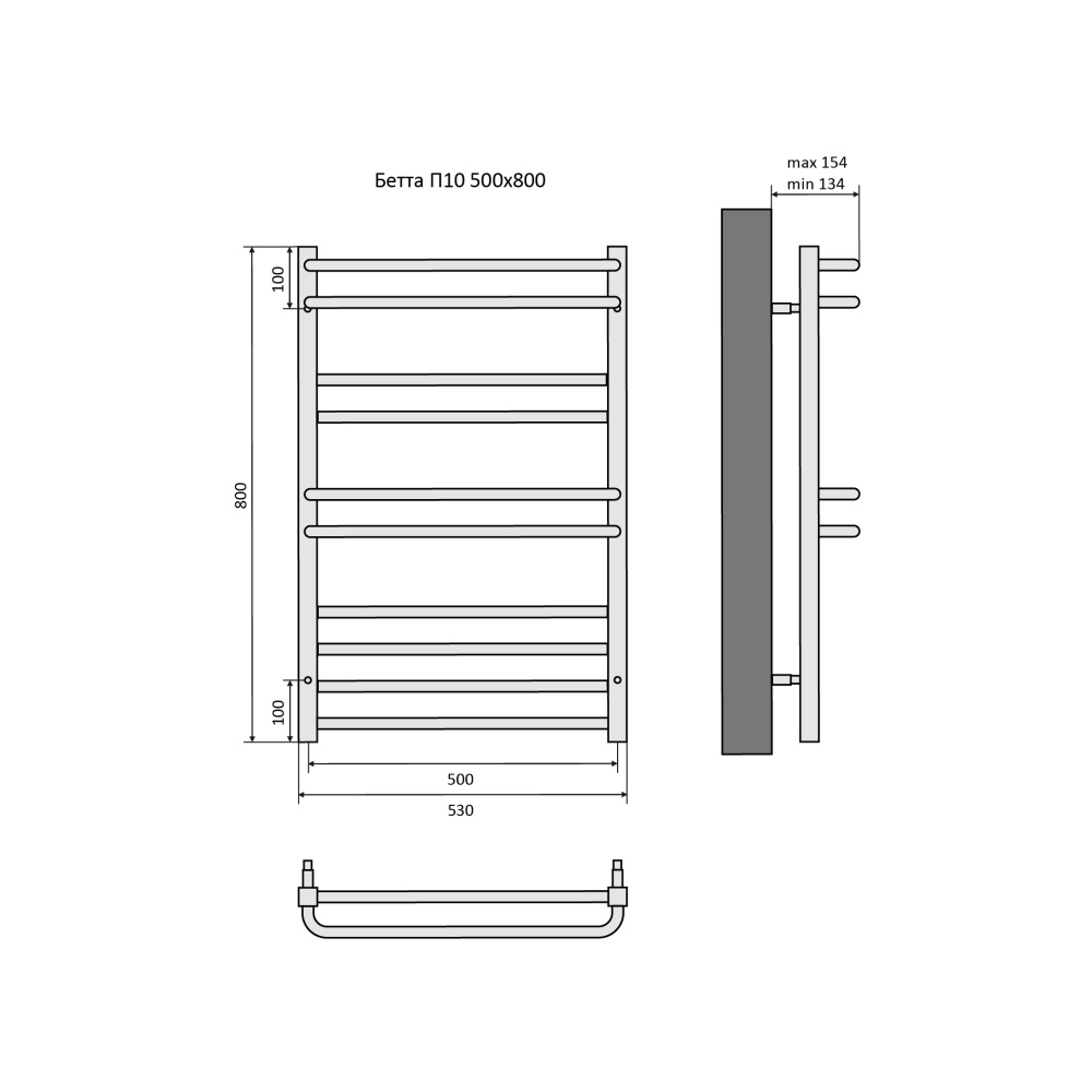 Водяные полотенцесушители Полотенцесушитель водяной Aquatek Бетта (AQ KRC1080CH), цвет хром
