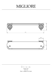 Фото Migliore Olivia 17526 Полка c галереей L60 см, стекло керамика белая с золотым декором, золото