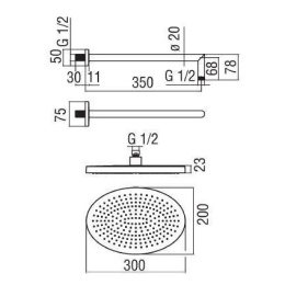 NOBILI AD138/41CR_AD139/71CR Верхний душ с кронштейном (хром)