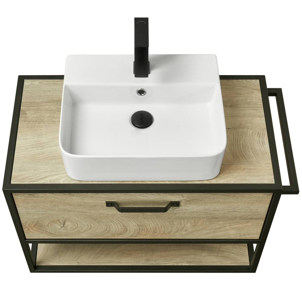 Фото Тумба под раковину Aquaton Лофт Фабрик 80 дуб эндгрейн 1A242401LTDU0