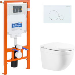 Комплект 4 в 1 Унитаз подвесной BelBagno + Система инсталляции BB017CHR/BB865SC/BB002-80/BB014-SR-BI