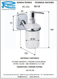 Фото Remer Suite SU13CR Дозатор для жидкого мыла подвесной (матовое стекло | хром)