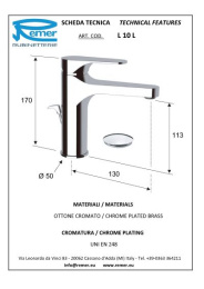 Фото Смеситель Remer для раковины RR L10 L