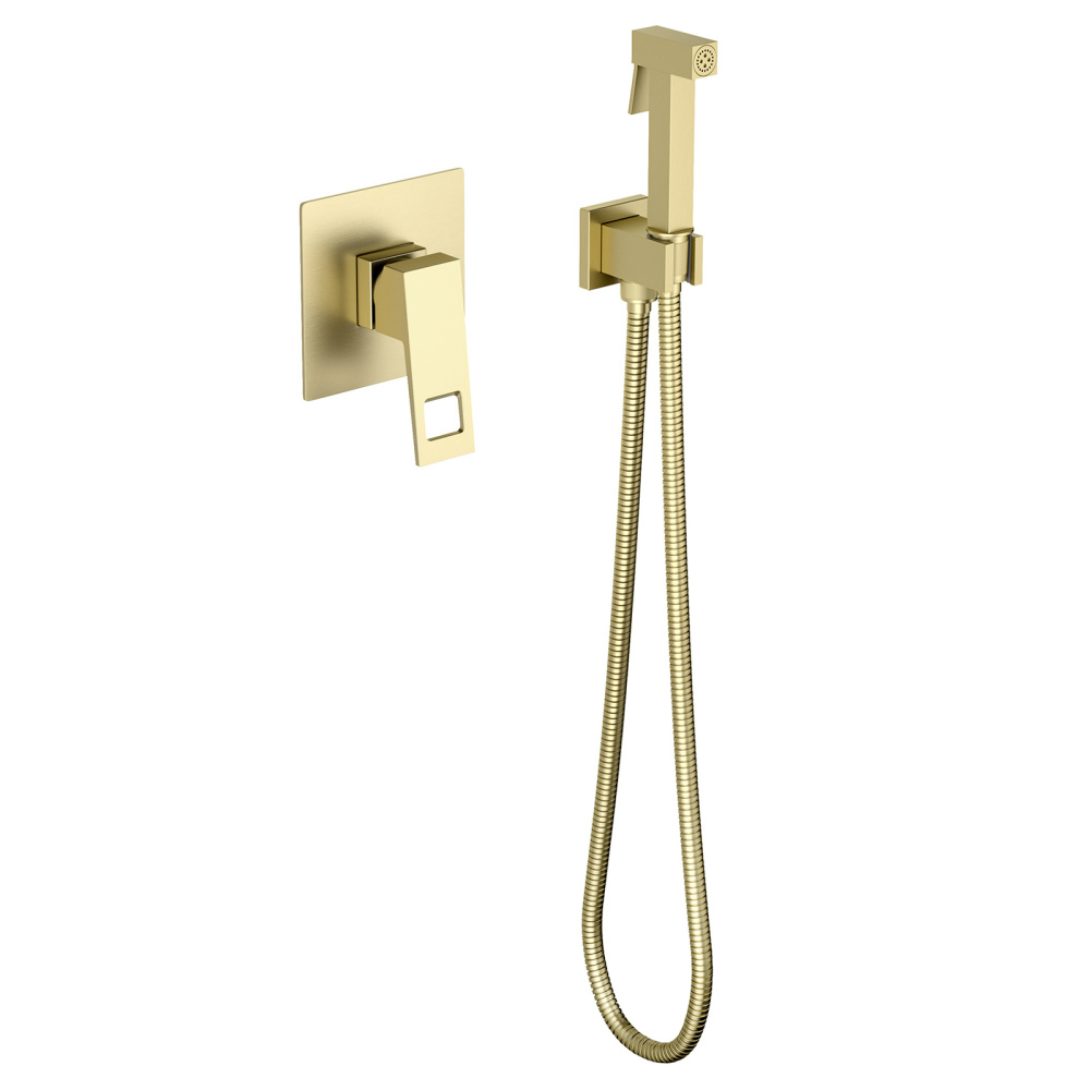 Фото Смеситель встроенный с гигиеническим душем Timo Briana 7189/17SM золото матовое