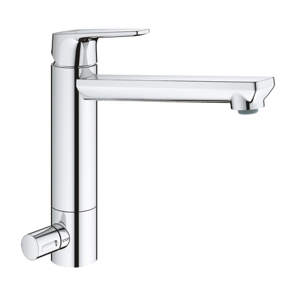 Фото Смеситель Grohe BauEdge 31696000 для кухонной мойки, с запорным вентилем, средний излив