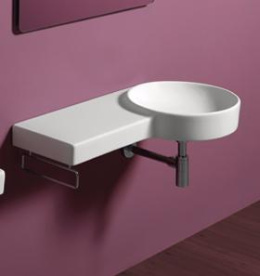 SIMAS Flow FL05 Раковина круглая подвесная 87х49,5см с левой полкой sx, c 1 намеч. отверстием, цвет 