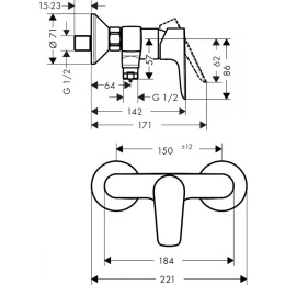 Смеситель для душа Hansgrohe Talis E (71760990) полированное золото
