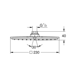 Верхний душ Grohe Vitalio Rain Cube 230 (26389000), 23*23 см, 1 режим струи, без держателя