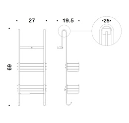 Фото Colombo Design Complementi B9634.NM Двойная полка - решётка 27 см, черный матовый