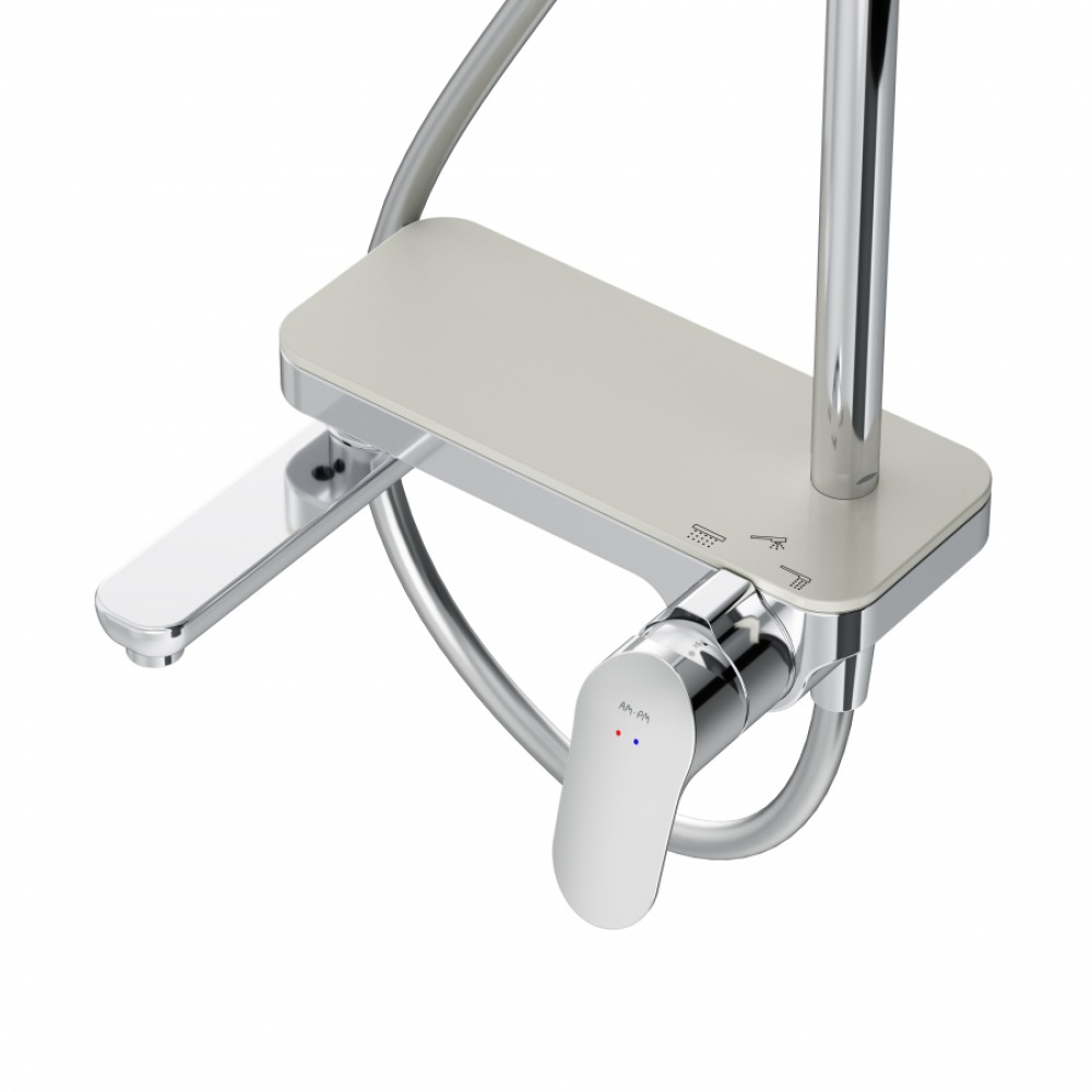 Фото Душевая система AM.PM Like F0780700 стойка с тропическим душем, смесителем, изливом, хром