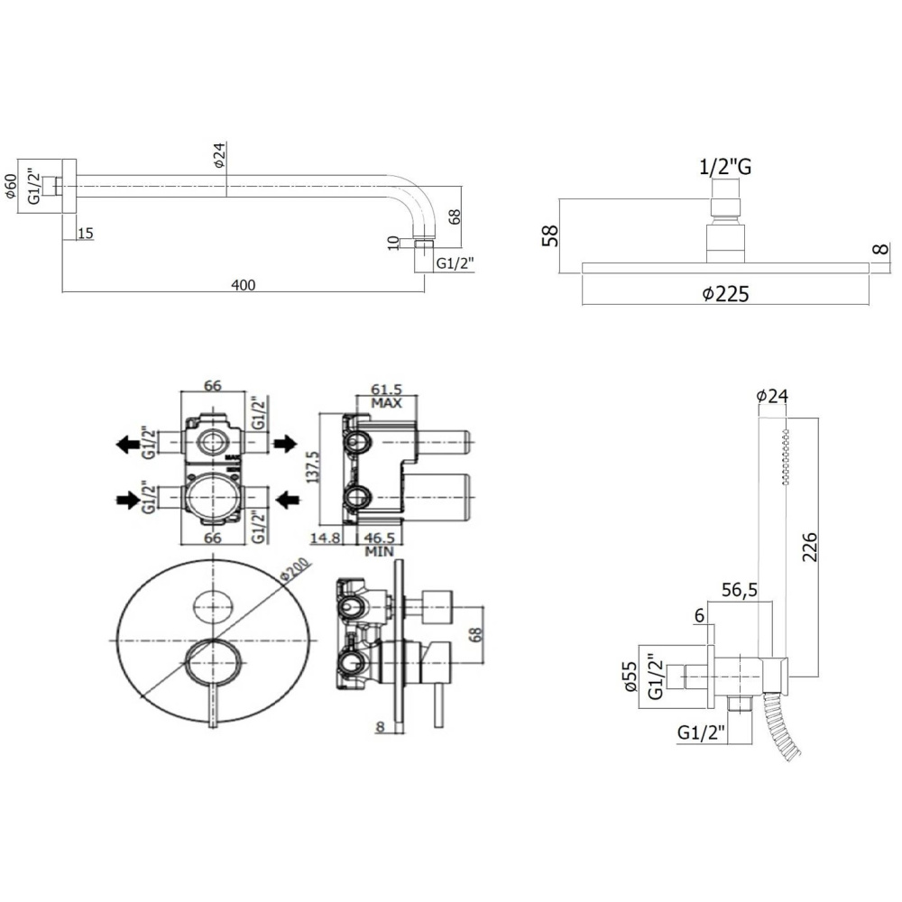 Комплект для душа Paffoni LIGHT (KITLIG018CR) хром