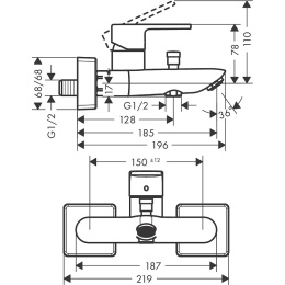Фото Смеситель для ванны и душа Hansgrohe Vernis Shape (71453000) хром