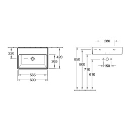 Раковина 513362R2 VILLEROY&BOCH Memento, 600х420 мм