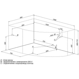 Акриловая ванна 160x100 Aquanet (00187413), асимметричная