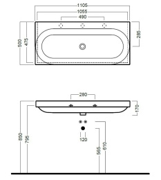 Фото Раковина подвесная Hatria Daytime (Y0YS01) белый