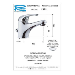 Смеситель Remer для раковины RR F10 35mm