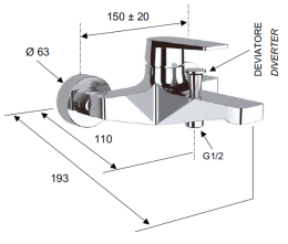 Фото Смеситель Remer для ванны короткий нос RR D05