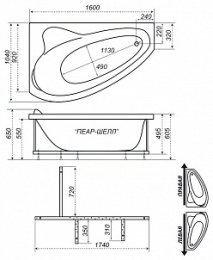 Акриловая ванна 160x104 Triton (133420), Гидромассаж: есть