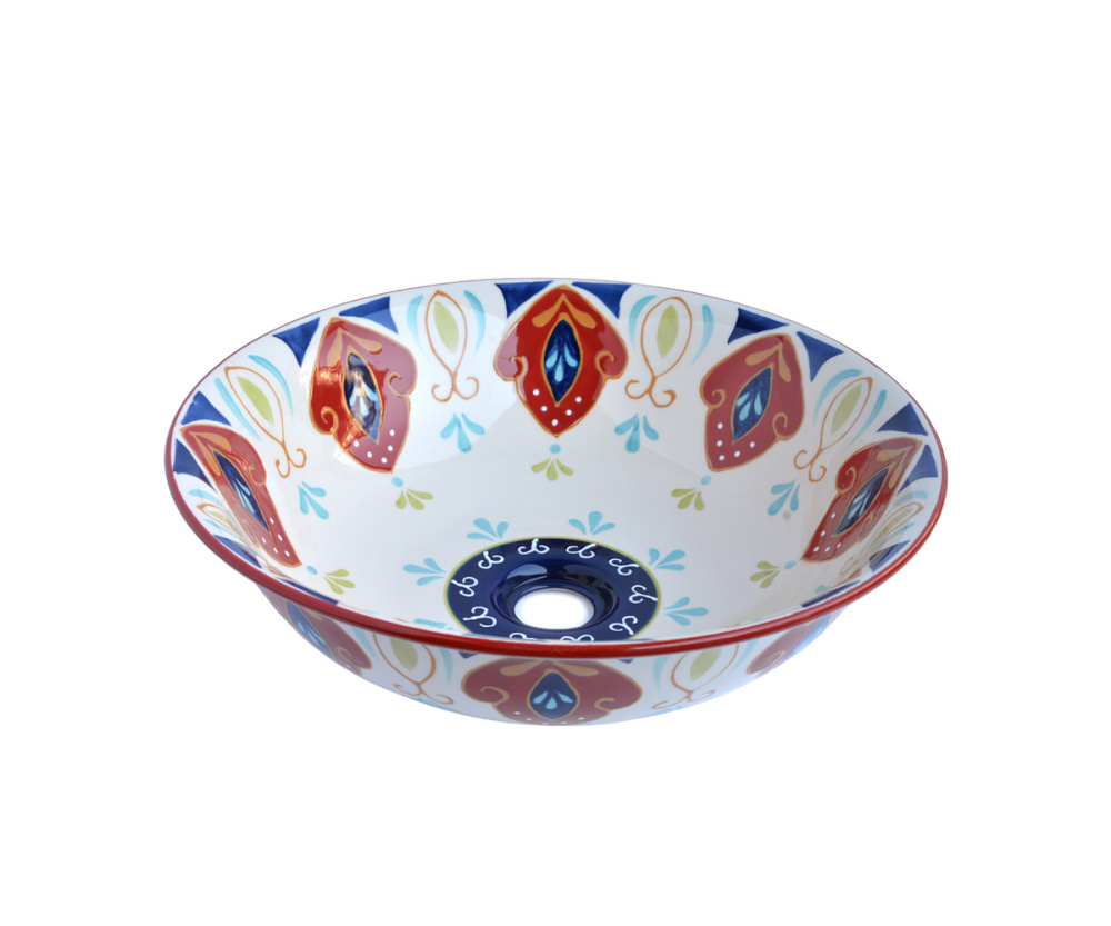 Накладная раковина 42 см Bronze de Luxe (4382) рисунок, белый