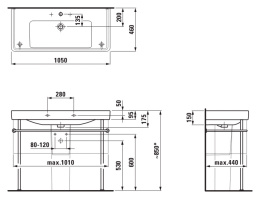 Раковина Laufen Pro S 8.1396.6.000.104.1, 105*46,5см