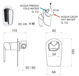 Смеситель Remer для душа встраиваемый RR V30