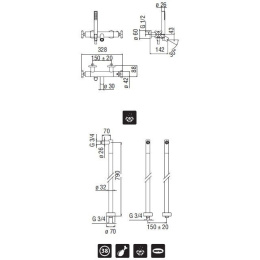 NOBILI Spring SP00010/2CR_AV00151/12CR Напольный смеситель для ванны (хром)