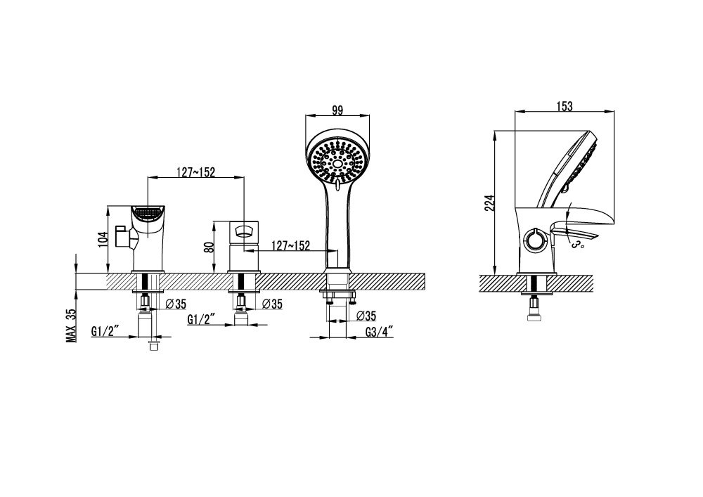 Смеситель для ванны Lemark Atlantiss (LM3245C) хром