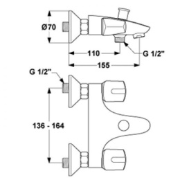 Смеситель Ideal Standard Euroflow New B2508AA для ванны/душа