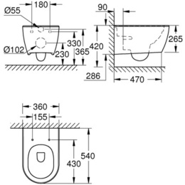 Подвесной унитаз Grohe Essence 3957100H, безободковый