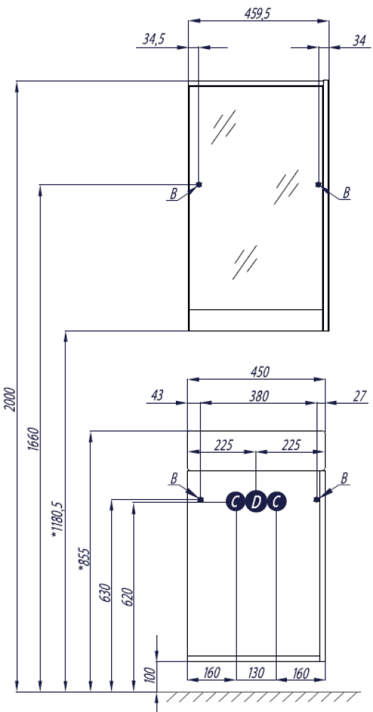 Зеркальный шкаф Aquaton Эмма белый, дуб наварра 1A221802EAD80