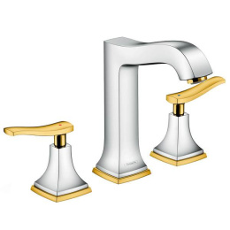 Смеситель для раковины на 3 отверстия 31331090 Hansgrohe Metropol Classic (хром, золото)