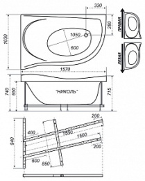 Акриловая ванна 157x103 Triton (133467), Гидромассаж: есть