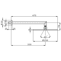 Верхний душ Cisal Less New DS01363040, черный
