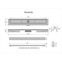 Желоб водосток Berges B1 Keramik Keramik 800 (094019) нержавеющая сталь