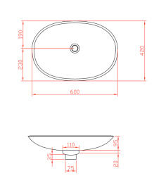 Фото Раковина 60 см ArtCeram La Fontana (LFL001 03 00) белый черный