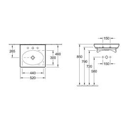 Раковина 7324G0R2 VILLEROY&BOCH LA BELLE, 520х460 мм