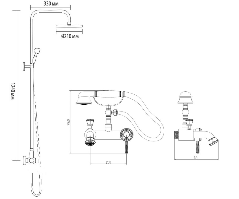 Душевая система Bronze de Luxe Windsor (10124F) бронза