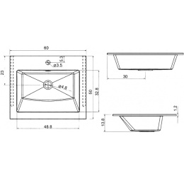 Фото Раковина 60 см Aquanet Электра (00270160) Прямоугольная