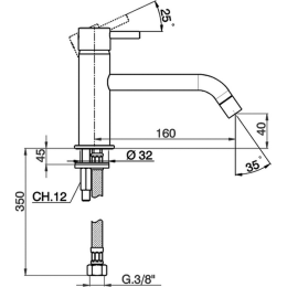 Смеситель для раковины Cisal Less Minimal LM00154040, черный