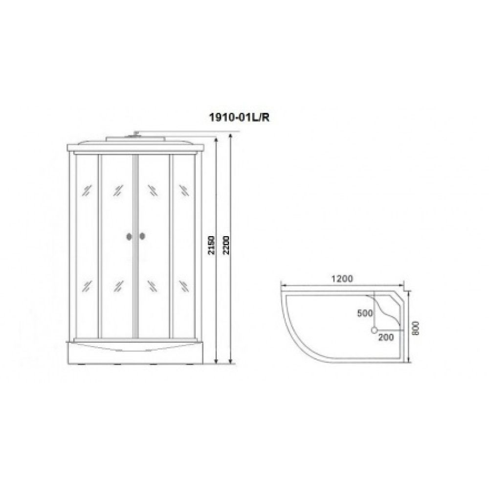 Душевая кабина 120x80x220 Niagara (NG-1910-01R) акрил, Поддон высокий