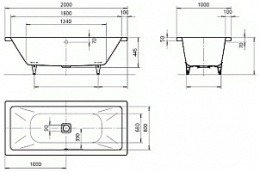 Ванна Kaldewei Conoduo мод 735, 200 х 100 х 43 см