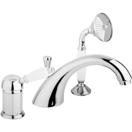 Смеситель Cezares ELITE-BVDM-01-Bi для ванны, хром, ручка белая