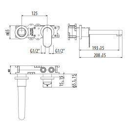 Gattoni H2Omix7000 Смеситель встроенный для раковины, на 2 отв.с GBOX, цвет хром