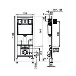 Фото SANIT Malibu 90.506.00..S000 Монтажный элемент для унитаза 450xh1120мм, с малым ревизионным отверсти