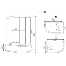 Душевая кабина 120x85x220 Timo (T-6620 S R) Без гидромассажа, акрил, Поддон глубокий