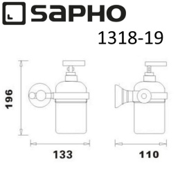 Sapho Diamond 1318-19 Диспенсер DIAMOND стеклянный для мыла, настенный, бронза