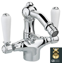 Фото Смеситель Nicolazzi P.M. Blanc 1434GB78 для биде, ручка белая керамика, гальваническое золото