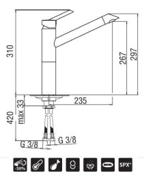 NOBILI Oz T2 OZ113/1HT2CR Смеситель для кухни (хром)
