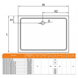 Поддон душевой Cezares-SMC 160 x 90 x 3,5 см, TRAY-M-AH-160/90-35-W