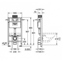 Grohe Rapid SL 38525001 Инсталляция для унитаза подвесного, низкая